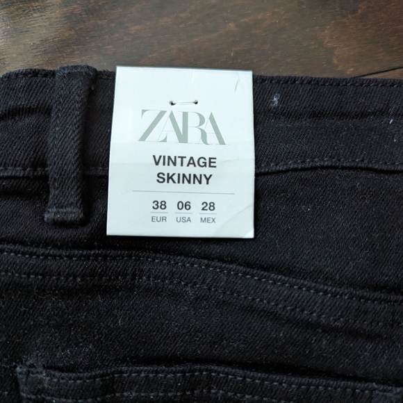 Zara Vintage Skinny Jeans Sz 6 Black - Picture 4 of 5